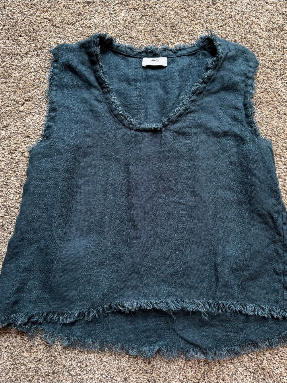Mikoh Himalayas Frayed Sleeveless Linen Top Sz XS Costal Beach Cottagecore Boho - Picture 2 of 10
